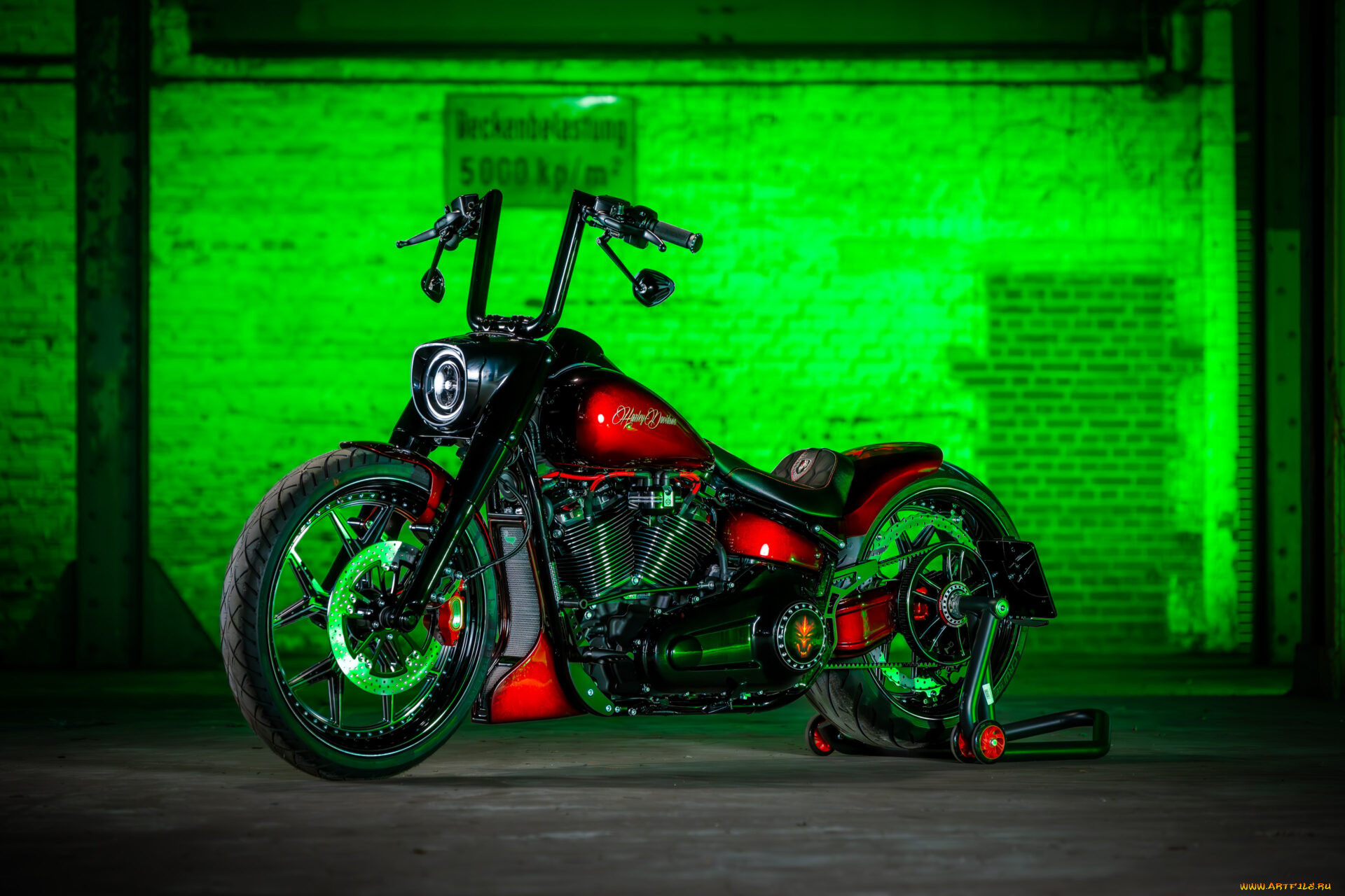 , harley-davidson, softail, fat, boy, customized, custombikes, night, blood